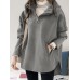 Hooded Simple Casual Solid Color Slit Hem Pocket Zipper Sweatshirts for Women