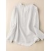 Solid Ruffle Trim V  neck Button Front Long Sleeve Blouse