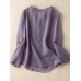 Solid Ruffle Trim V  neck Button Front Long Sleeve Blouse