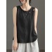 Contrast Slit Hem Sleeveless Crew Neck Casual Tank Top