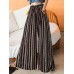 Bohemia Geometric Print High Waist Belted Zipper Wide Leg Pants For Women