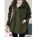 Hooded Simple Casual Solid Color Slit Hem Pocket Zipper Sweatshirts for Women