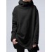 Hooded Casual Loose Long Turn  Down  Collar Solid Color Sweatshirts for Women