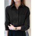 Solid Textured Long Sleeve Button Front Lapel Shirt