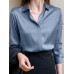 Solid Satin Button Lapel Long Sleeve Shirt