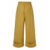 Women Casual Drawstring Waist Solid Holiday Vintage Wide Leg Pants With Pockets