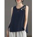 Contrast Slit Hem Sleeveless Crew Neck Casual Tank Top