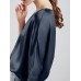 Solid Loose Dolman Sleeve Satin Crew Neck Women Blouse