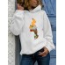 Women Halloween Pumpkin Skeleton Head Reflection Print Casual Regular Hoodie