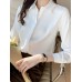 Solid Satin Button Lapel Long Sleeve Shirt