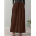 Women Casual Drawstring Waist Solid Color High Waist Wide Leg Pants With Pocket